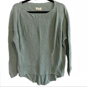 Lou & Grey Ribbed Knit Boxy High-Low Hem 100% Cotton Sweater, Light Blue, XS